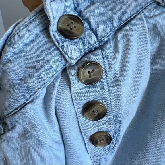 American Eagle Pull On Paperbag Chambray Pants 100% Cotton Small - Picture 8 of 10